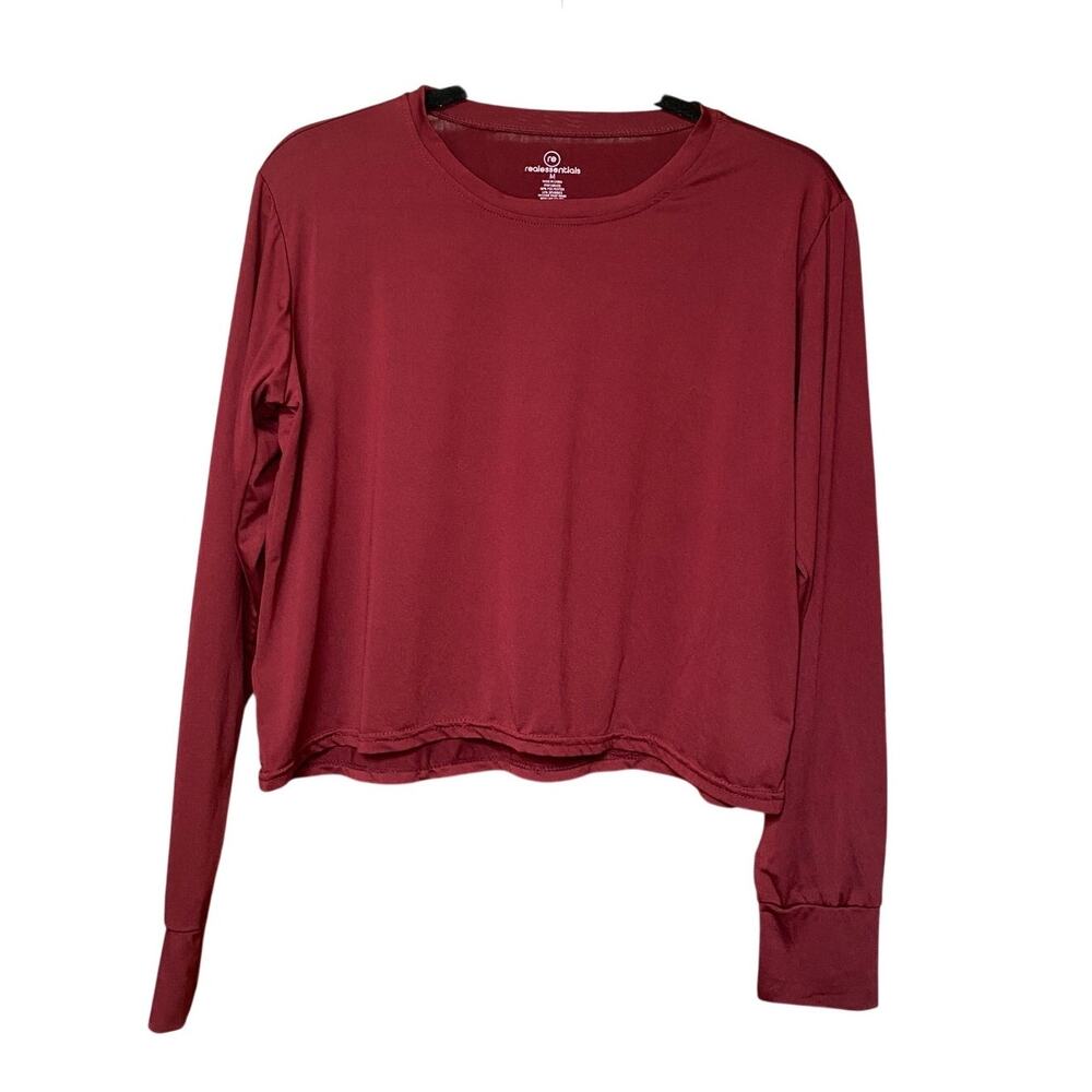 Maroon - Real Essentials - Women's Long Sleeve Workout Top